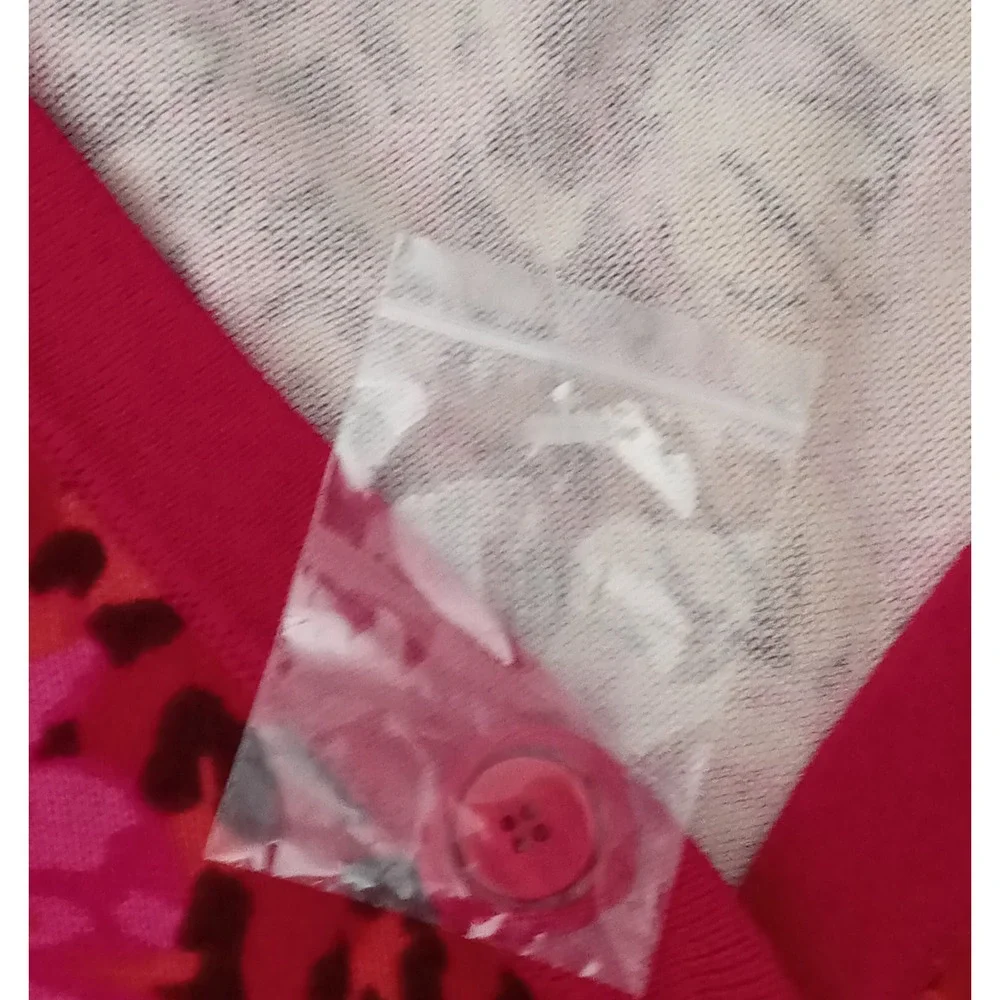 Isaac‎ Mizrahi Sweater Womens Size L Pink Floral Animal Print Cardigan Button Up